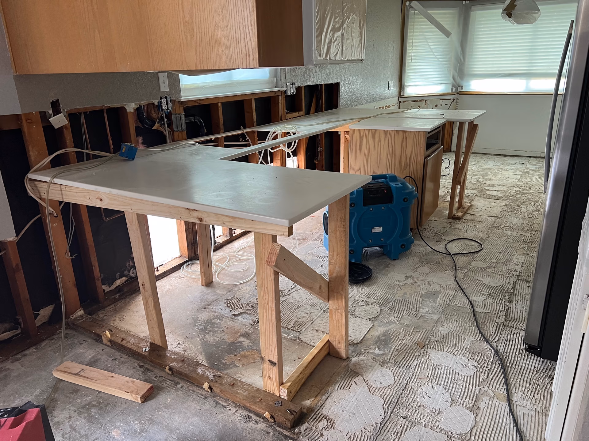 kitchen construction before remodel
