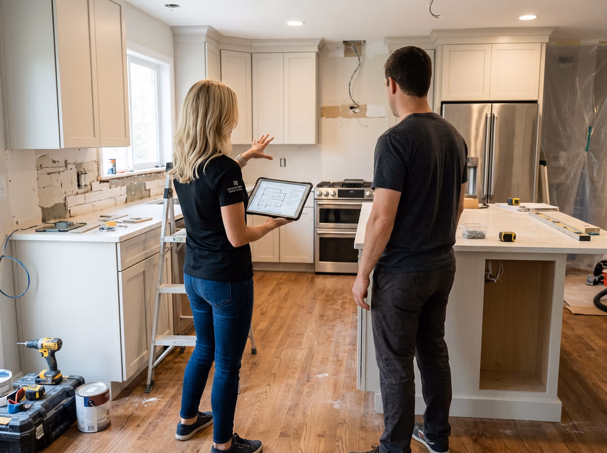 in-home estimate in construction kitchen