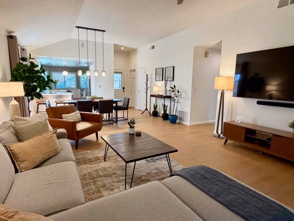 living room, kitchen, dining room remodel